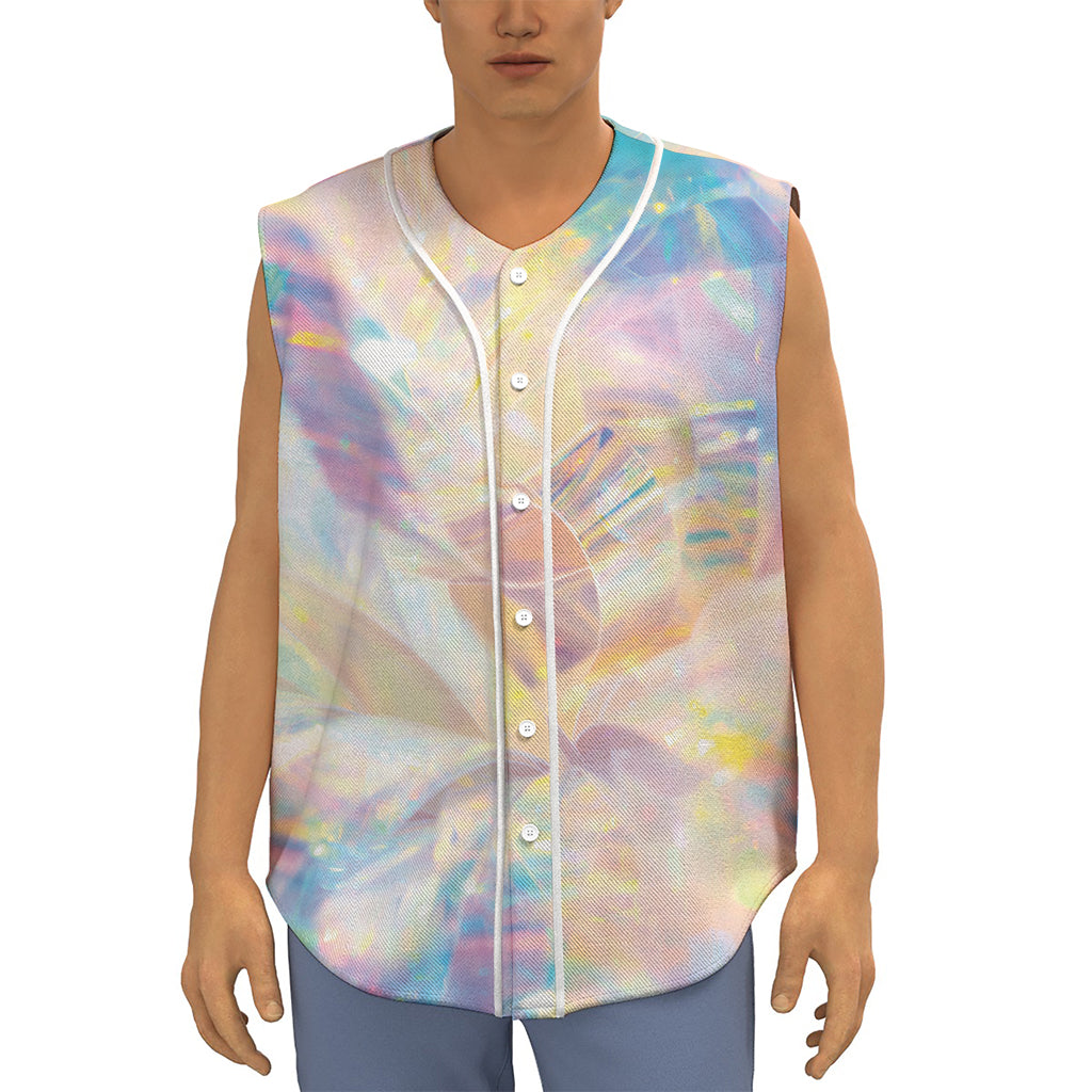 Bright Holographic Print Sleeveless Baseball Jersey