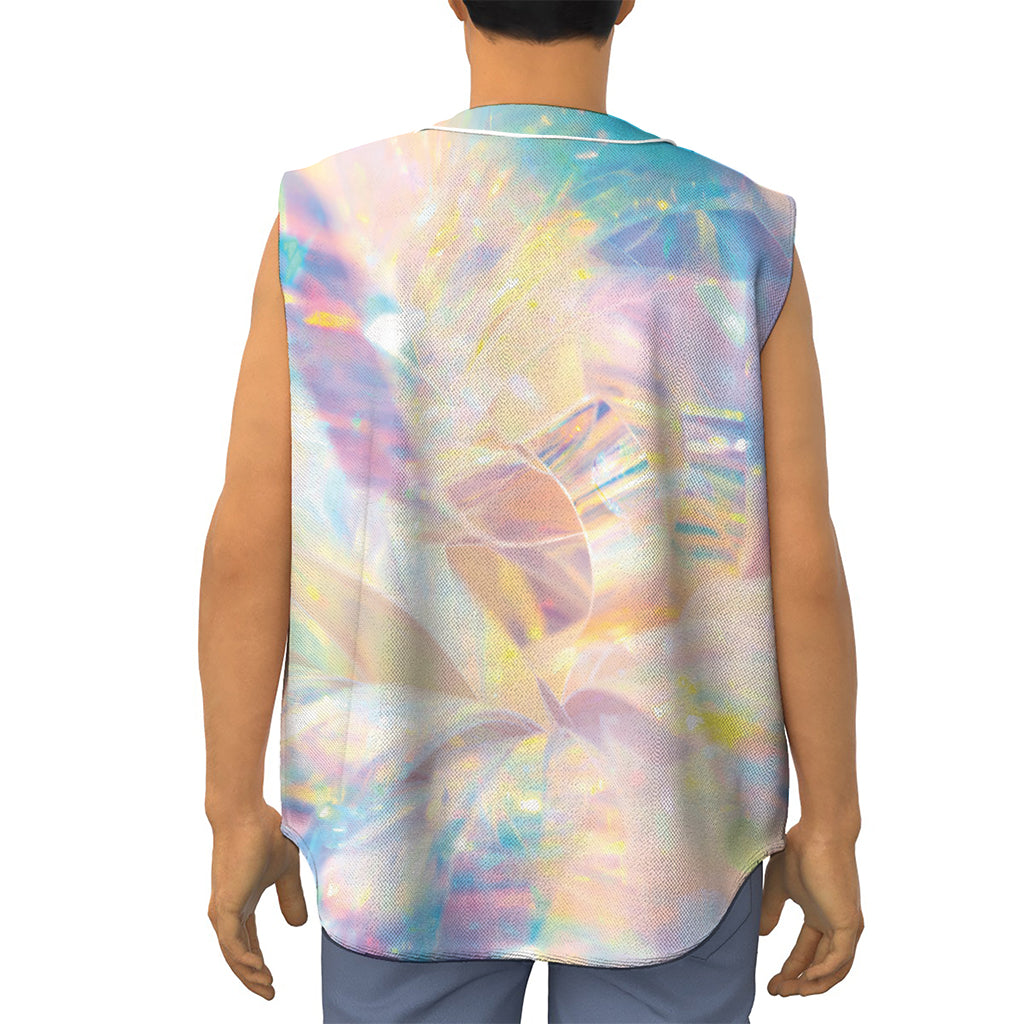Bright Holographic Print Sleeveless Baseball Jersey
