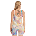 Bright Holographic Print Sleeveless One Piece Swimsuit