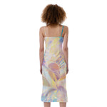 Bright Holographic Print Slim Fit Midi Cami Dress