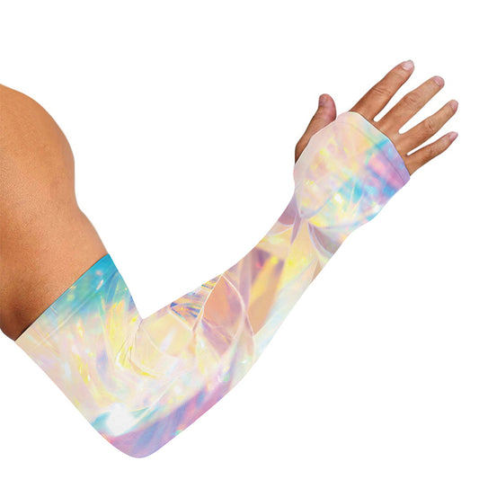 Bright Holographic Print Sun Protection Arm Sleeves