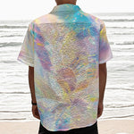 Bright Holographic Print Textured Short Sleeve Shirt