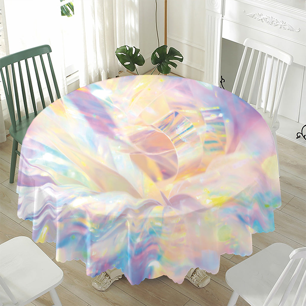 Bright Holographic Print Waterproof Round Tablecloth