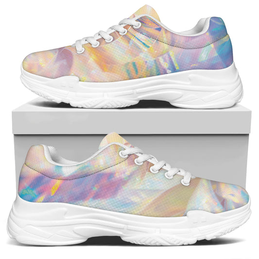 Bright Holographic Print White Chunky Shoes