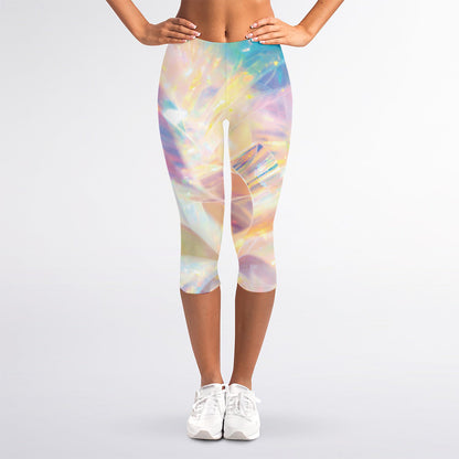 Bright Holographic Print Women's Capri Leggings