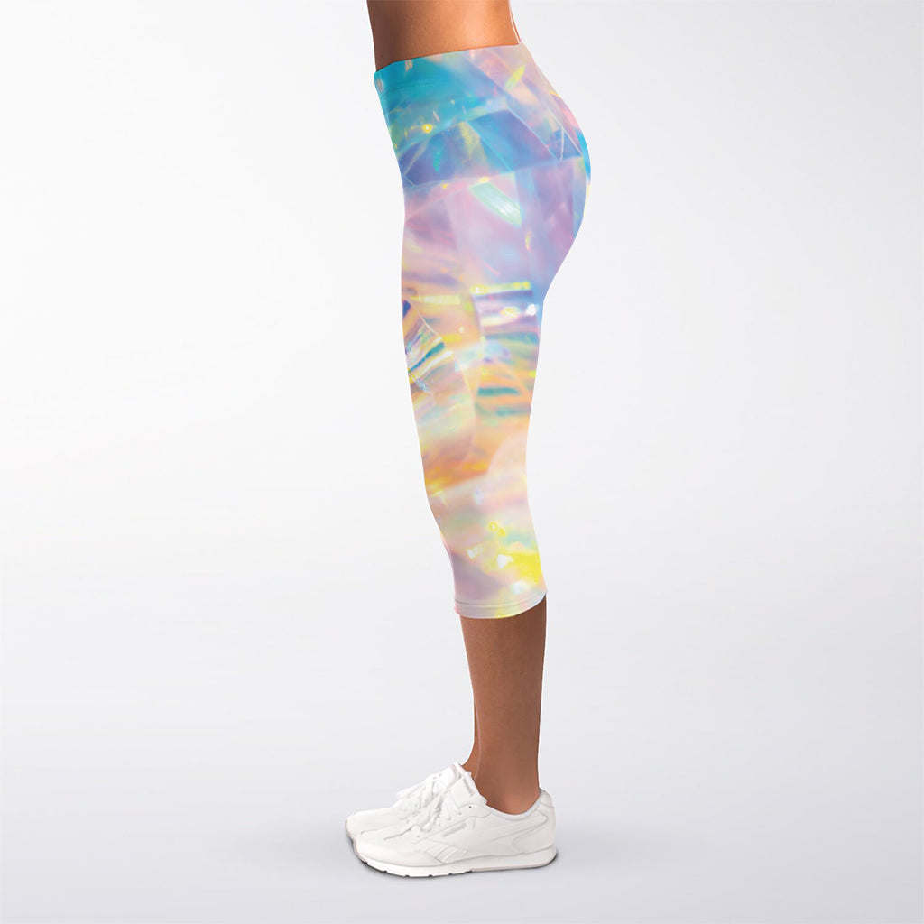 Bright Holographic Print Women's Capri Leggings