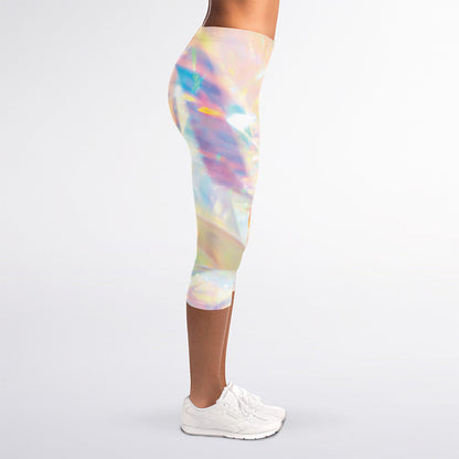 Bright Holographic Print Women's Capri Leggings