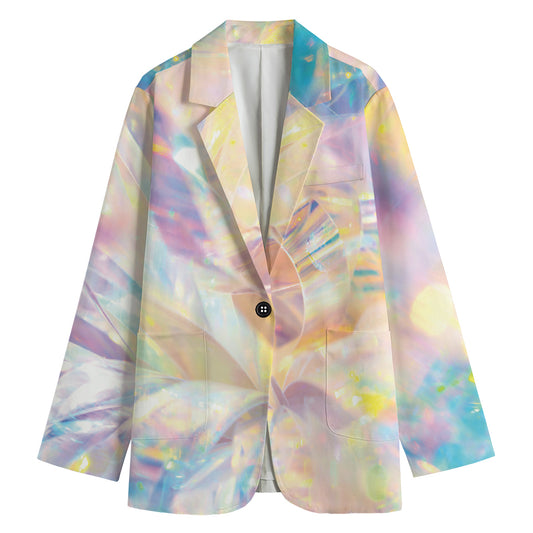 Bright Holographic Print Women's Cotton Blazer