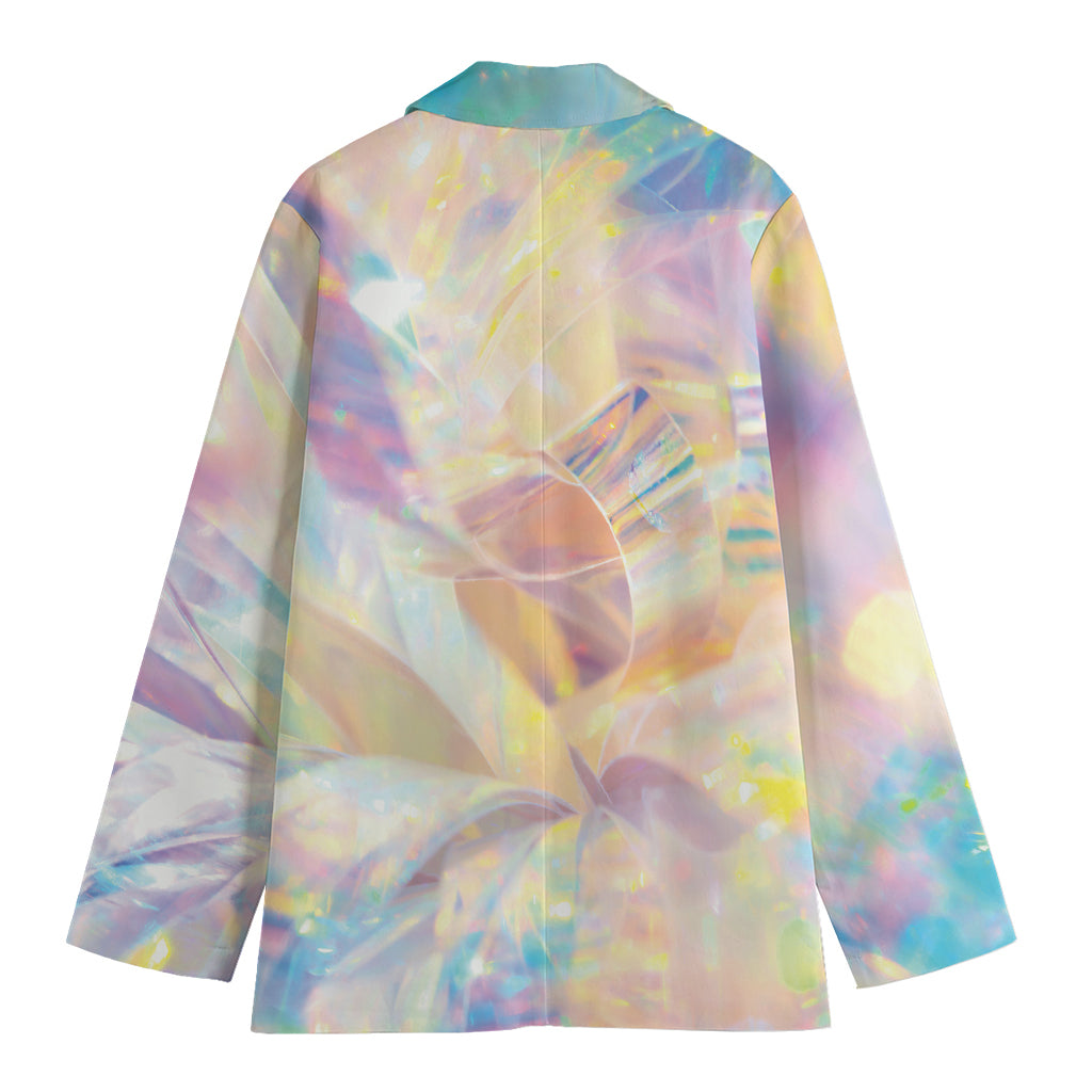 Bright Holographic Print Women's Cotton Blazer