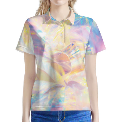 Bright Holographic Print Women's Polo Shirt