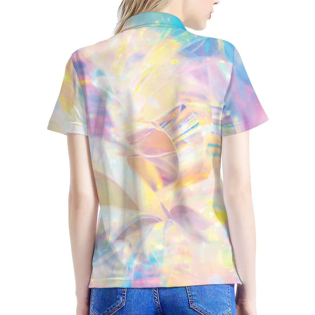 Bright Holographic Print Women's Polo Shirt