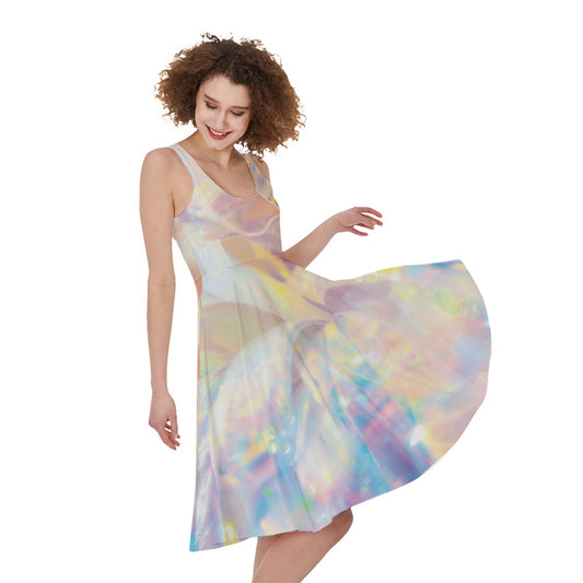 Bright Holographic Print Women's Sleeveless Dress