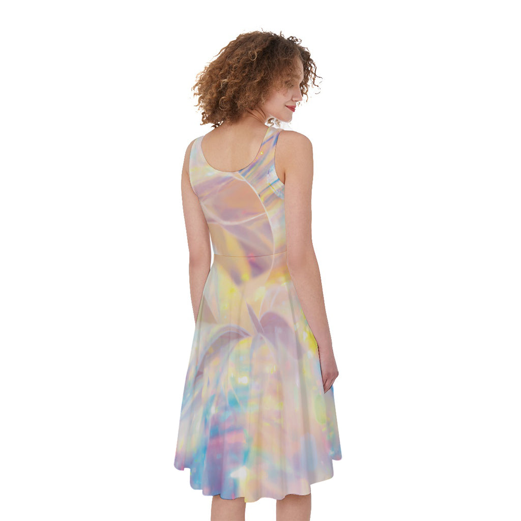 Bright Holographic Print Women's Sleeveless Dress