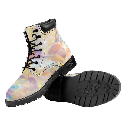 Bright Holographic Print Work Boots