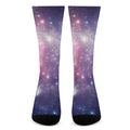 Bright Red Blue Stars Galaxy Space Print Crew Socks