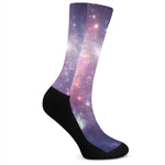 Bright Red Blue Stars Galaxy Space Print Crew Socks