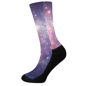 Bright Red Blue Stars Galaxy Space Print Crew Socks