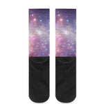 Bright Red Blue Stars Galaxy Space Print Crew Socks