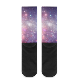 Bright Red Blue Stars Galaxy Space Print Crew Socks