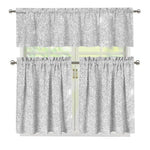 Bright Silver (NOT Real) Glitter Print 3 Piece Kitchen Curtains
