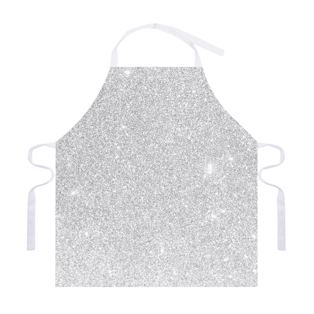 Bright Silver (NOT Real) Glitter Print Adjustable Apron