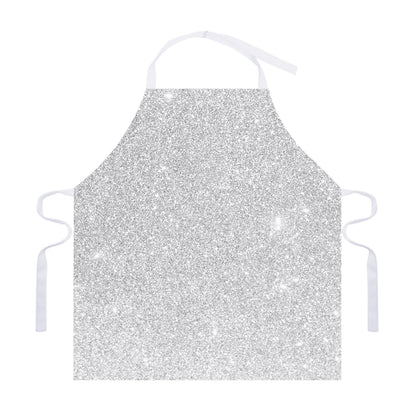 Bright Silver (NOT Real) Glitter Print Adjustable Apron