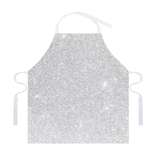 Bright Silver (NOT Real) Glitter Print Adjustable Apron
