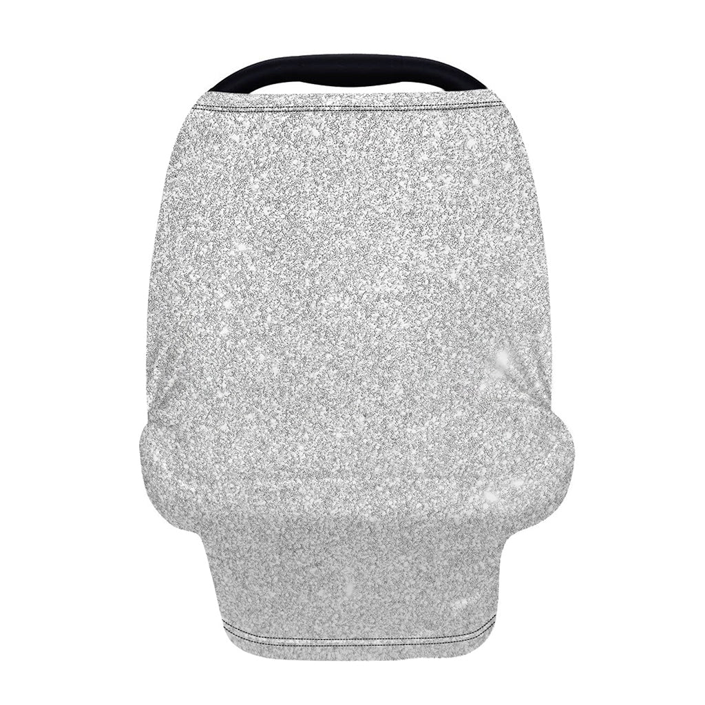 Bright Silver (NOT Real) Glitter Print Baby Seat Cover