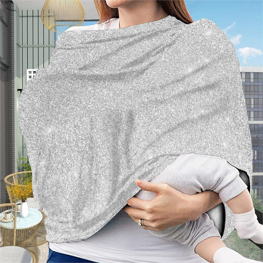 Bright Silver (NOT Real) Glitter Print Baby Seat Cover