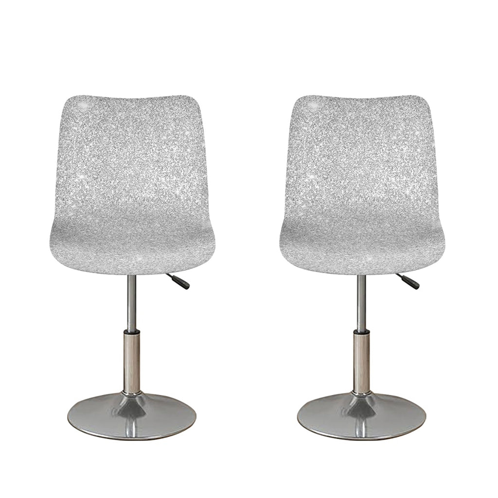 Bright Silver (NOT Real) Glitter Print Bar Stool Covers