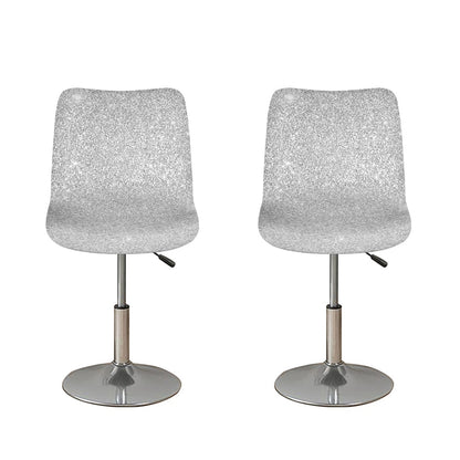 Bright Silver (NOT Real) Glitter Print Bar Stool Covers
