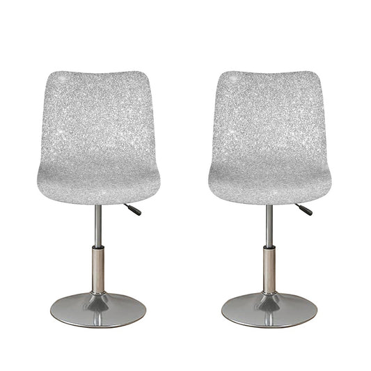 Bright Silver (NOT Real) Glitter Print Bar Stool Covers