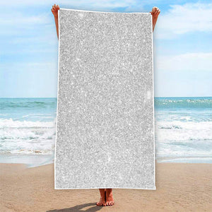 Bright Silver (NOT Real) Glitter Print Beach Towel