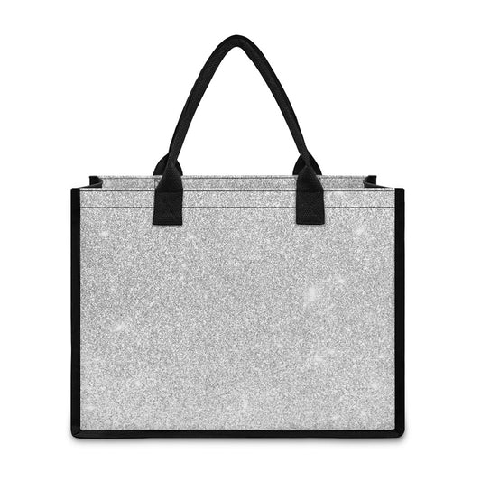 Bright Silver (NOT Real) Glitter Print Canvas Tote Bag