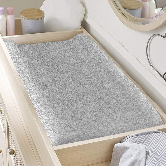 Bright Silver (NOT Real) Glitter Print Changing Pad Cover