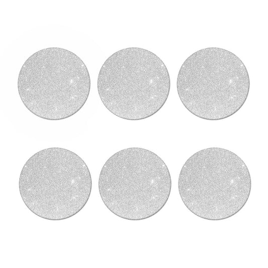 Bright Silver (NOT Real) Glitter Print Coaster Set