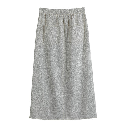 Bright Silver (NOT Real) Glitter Print Cotton Front Slit Maxi Skirt