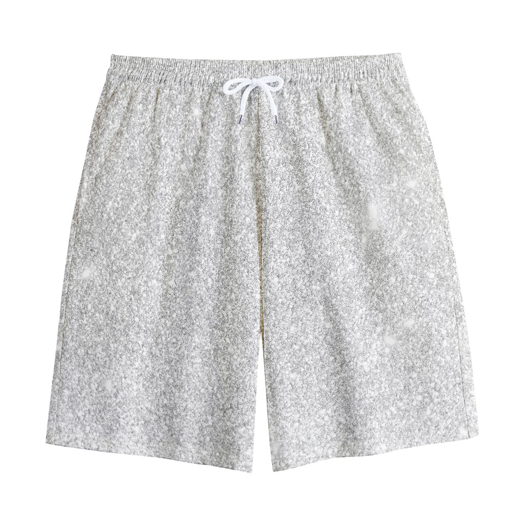 Bright Silver (NOT Real) Glitter Print Cotton Shorts