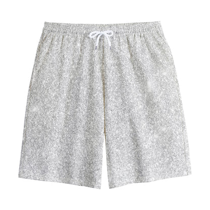 Bright Silver (NOT Real) Glitter Print Cotton Shorts