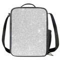 Bright Silver (NOT Real) Glitter Print Crossbody Lunch Bag