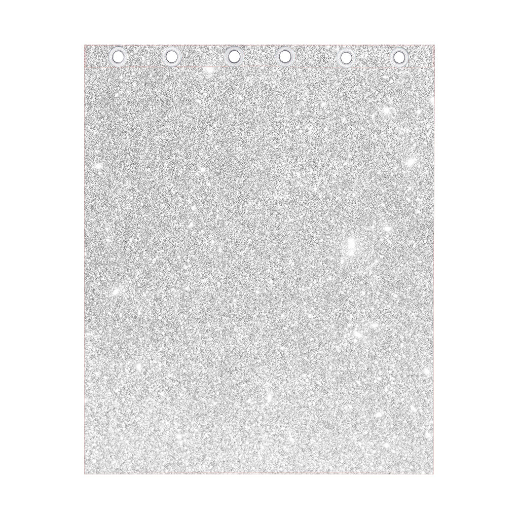 Bright Silver (NOT Real) Glitter Print Curtain