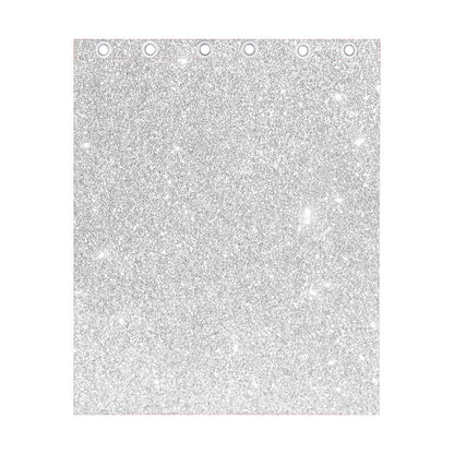 Bright Silver (NOT Real) Glitter Print Curtain