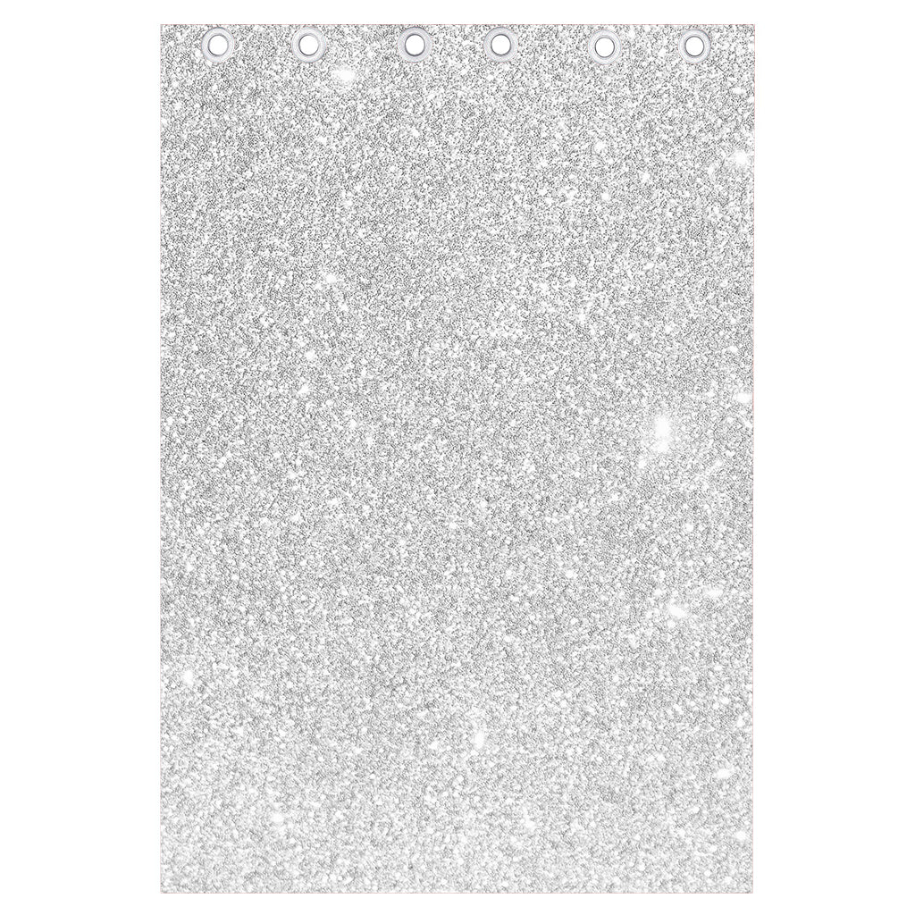 Bright Silver (NOT Real) Glitter Print Curtain