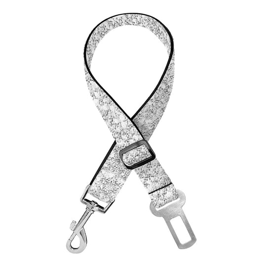 Bright Silver (NOT Real) Glitter Print Dog Seat Belt