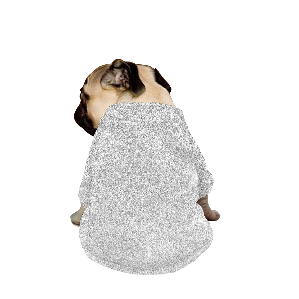 Bright Silver (NOT Real) Glitter Print Dog Zip Up Jacket