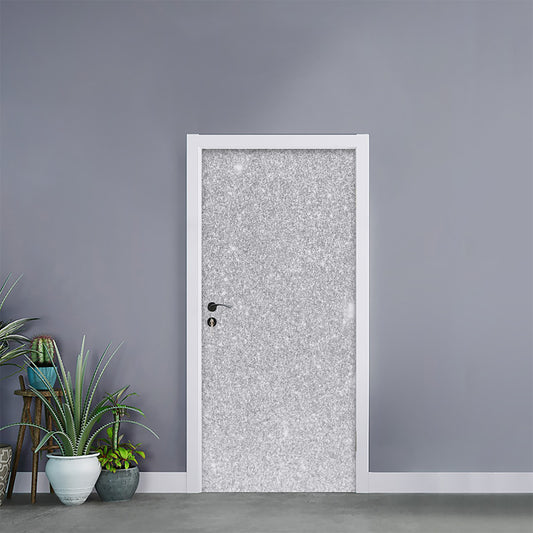 Bright Silver (NOT Real) Glitter Print Door Sticker