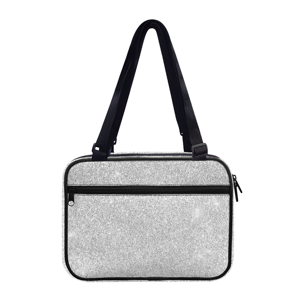 Bright Silver (NOT Real) Glitter Print Double Strap Bible Bag