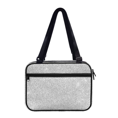 Bright Silver (NOT Real) Glitter Print Double Strap Bible Bag