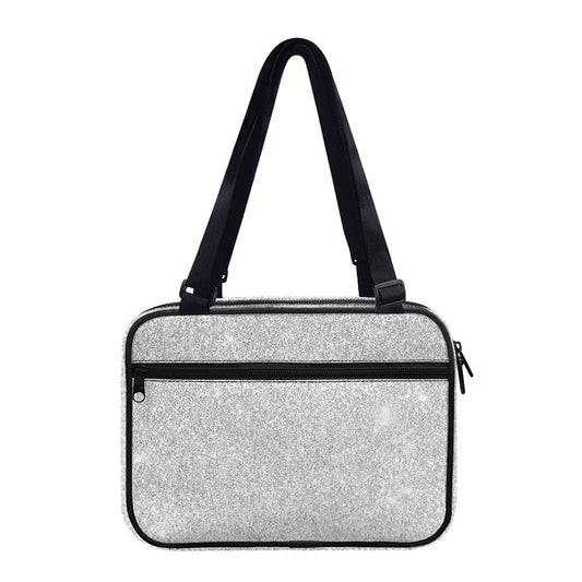 Bright Silver (NOT Real) Glitter Print Double Strap Bible Bag