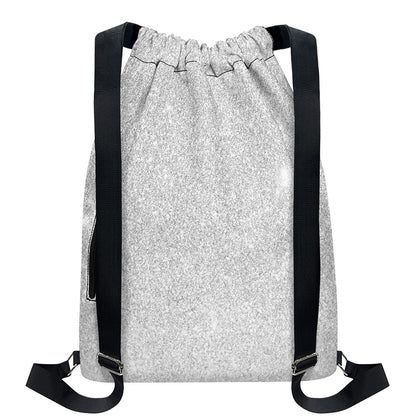 Bright Silver (NOT Real) Glitter Print Drawstring Backpack